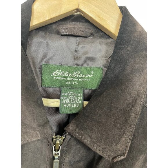 Eddie Bauer Suede Jacket In Brown Size Large - Picture 5 of 9